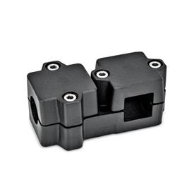 GN 194 Winkel-Klemmverbinder, Aluminium d<sub>1</sub> / s<sub>1</sub>: B - Bohrung<br />d<sub>2</sub> / s<sub>2</sub>: V - Vierkant<br />Oberfläche: SW - schwarz, RAL 9005, strukturmatt