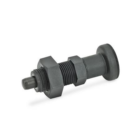 Rastbolzen GN 617.2: Kunststoff, Raststift Stahl, mit und ohne Rastsperre