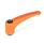 GN 604 Verstellbare Klemmhebel, Kunststoff, Einsatz Stahl, mit Innengewinde / Passbohrung Farbe: OR - orange, RAL 2004, matt