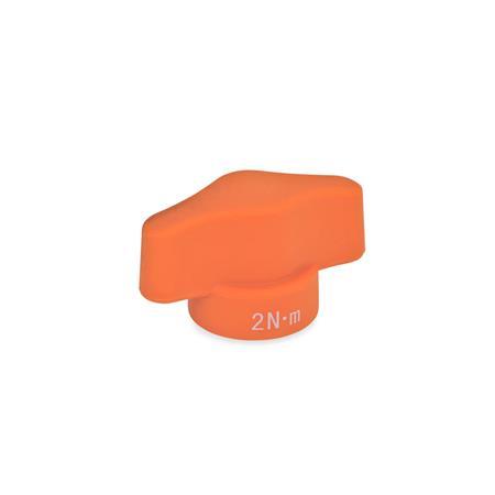 GN 5320 Galletti di serraggio con limitatore di coppia Colore: OR - arancione, finitura matt