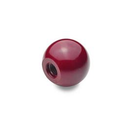 DIN 319 Impugnature fisse a sfera, plastica, colore rosso Materiale: KU - Plastica<br />Tipo: C - Con foro filettato (senza boccola)<br />Colore: RT - rosso