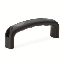 GN 725.3 Maniglie a ponte, plastica, inserto con incavi per le dita, Softline Tipo: B - Montaggio dal lato dell'operatore<br />Colore dell'inserto: GR - grigio, RAL 7024, finitura matt