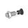 GN 313 Boulons-ressorts, inox, poussoir rentré en position normale Matériau: NI - Inox
Type: AK - avec contre-écrou + bouton de levage
N° d'identification: 2 - Goupille de centrage avec filetage interne