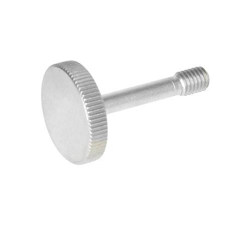 Vis moletées GN 653.2: Inox, à tige fine pour la protection contre la perte, type plate