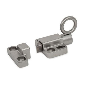 GN 724.6 Doigts d'indexage, acier/inox, avec goupille chanfreinée et bride pour montage en surface Type: C4 - Chanfrein, gauche<br />Matériau/finition: NI - Inox, moulage de précision<br />Identification no.: 2 - Avec contre-pièce