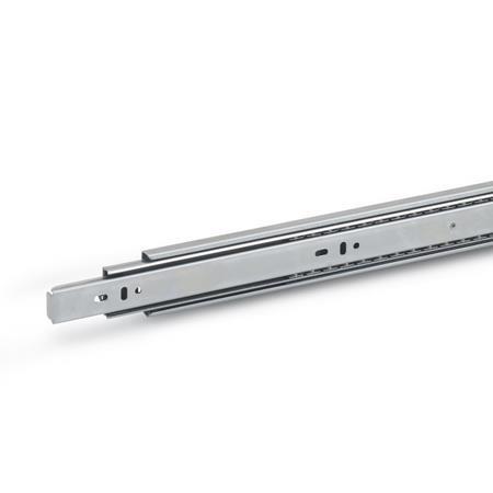 Guide telescopiche GN 1450: Acciaio INOX, a estrazione totale, capacità di carico fino a 480 N