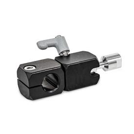 GN 487 Kugelgelenk-Klemmhalter, Aluminium Form: Q - mit Querbohrung<br />Kennzeichen: I - Kugelstück mit Innengewinde<br />Kennziffer: 1 - Klemmung mit verstellbarem Klemmhebel<br />Oberfläche: ES - eloxiert, schwarz