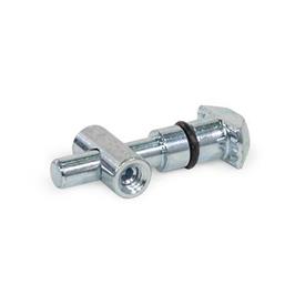 GN 25b Raccords rapides, acier, pour profilés en aluminium (système modulaire de type b), goujon d'assemblage symétrique Type: S - Goujon d'assemblage symétrique<br />Codage: P - Tasseau pour rainures en T parallèle