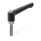 GN 306 Maniglie a ripresa, lega di zinco pressofusa, inserto acciaio INOX, con perni filettati, con puntali speciali Tipo: KUN - Puntale in plastica
Colore: B - Nero, RAL 9005, finitura testurizzata