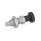 GN 717 Doigts d'indexage, inox, avec bouton, avec et sans position de repos Type: BK - sans position de repos, avec contre-écrou
Matériau: NI - Inox