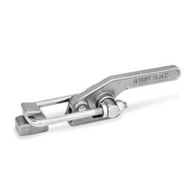 GN 852 Sauterelles à crochet en inox, de type robuste Matériau: NI - Inox<br />Type: T2S - à souder, avec étrier en U et cran d'arrêt