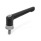 GN 300.7 Manettes indexables, zinc moulé sous pression, insert en inox, avec filetage mâle, à force de serrage accrue Couleur: SW - Noir, RAL 9005, finition texturée