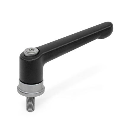 Manettes indexables GN 300.7: Zinc moulé sous pression, insert en inox, avec filetage mâle, à force de serrage accrue