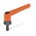 GN 300.4 Verstellbare Klemmhebel, Zink-Druckguss, Einsatz Stahl, mit Außengewinde, mit Spannkraftverstärkung Farbe: OS - orange, RAL 2004, strukturmatt