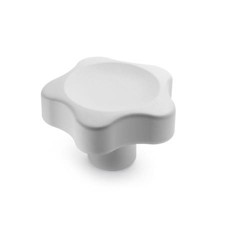 Volantini di serraggio a stella GN 5337.4: Plastica bianca, boccola filettato acciaio INOX