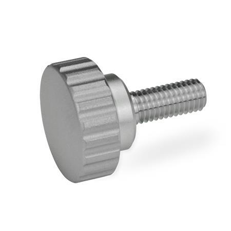 Manopole zigrinate con prigioniero filettato GN 535: Acciaio INOX