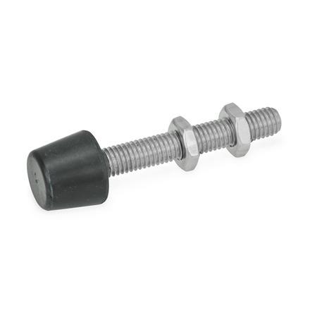 Vis de serrage GN 708.1: Inox, avec tampon de pression en caoutchouc