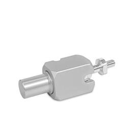 GN 487 Kugelgelenk-Klemmhalter, Aluminium Form: W - mit Welle<br />Kennzeichen: S - Kugelstück mit Außengewinde<br />Kennziffer: 2 - Klemmung mit Gewindestift<br />Oberfläche: EL - eloxiert, naturfarben