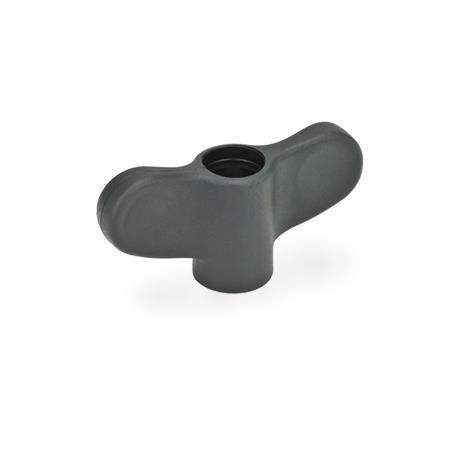 Écrous papillon GN 634: Plastique, douille filetée laiton, sans capuchon