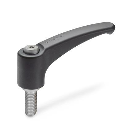 Manettes indexables GN 604.1: Plastique, insert en inox, avec goujon fileté