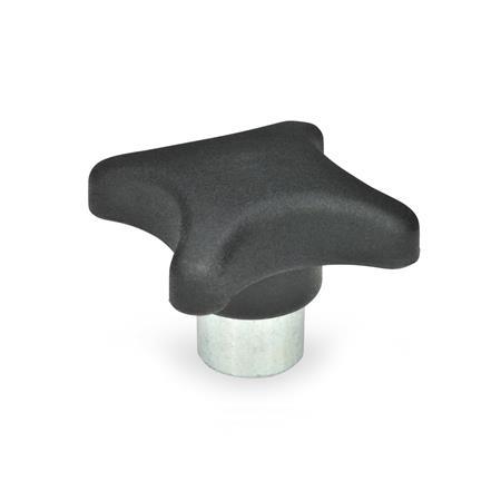 GN 6335.2 Kreuzgriffe, Thermoplast, mit vorstehender Stahl-Buchse 