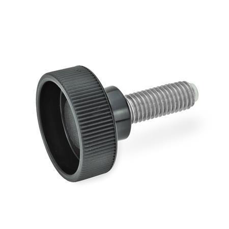 Vis moletées GN 421.10: avec pivot en laiton/plastique