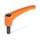 GN 602 Manettes indexables, zinc moulé sous pression, insert en acier, avec goujon fileté Couleur: OS - orange, RAL 2004, finition texturée