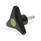 GN 533.6 Volantini di serraggio a tre lobi con perno filettato, plastica, perno filettato acciaio, Softline Colore della calottina: DGN - Verde, RAL 6017, finitura mat