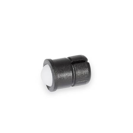 Pressori a molla GN 614.5: Plastica, tipo a pressione, con sfera