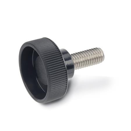 Vis moletées GN 421: Plastique, goujon fileté inox
