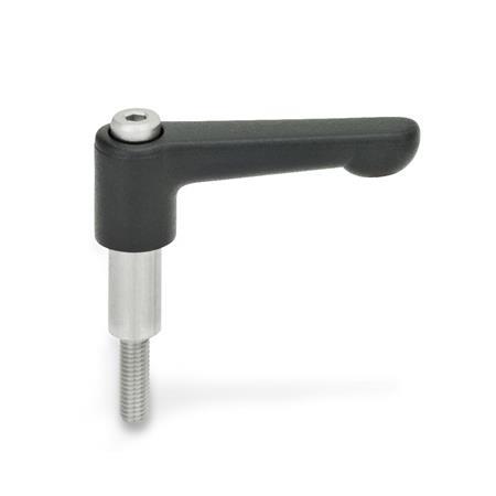 GN 311 Verstellbare Klemmhebel, Zink-Druckguss, Schraube Edelstahl, für Stellringe 