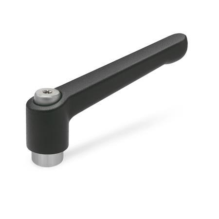 Manettes indexables GN 300.1: Zinc moulé sous pression, insert en Inox, avec filetage interne / trou alésé