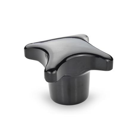 Boutons à main DIN 6335: Plastique, douille filetée en laiton