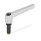 GN 306 Manettes indexables, zinc moulé sous pression, insert acier, avec goujons filetés, avec pointes spéciales Type: MS - Pointe en laiton
Couleur: S - Argenté, RAL 9006, finition texturée