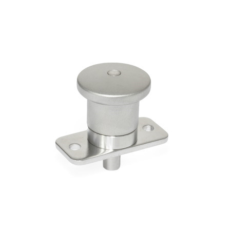 Mini pistoncini di posizionamento a molla GN 822.12: Acciaio INOX, con flangia per montaggio a filo, con e senza posizione di arresto