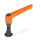GN 306 Manettes indexables, zinc moulé sous pression, insert acier, avec goujons filetés, avec pointes spéciales Type: KD - Extrémité sphérique, avec patin POM
Couleur: O - orange, RAL 2004, finition texturée