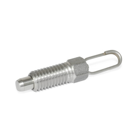 Doigts d'indexage GN 717: Inox, avec anneau de levage/avec boucle de fil, sans position de repos