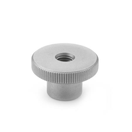 Ghiere di ritegno zigrinate DIN 466: Acciaio INOX, tipo alto
