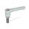 GN 302.1 Manettes indexables plates, zinc moulé sous pression, insert en inox, goujon fileté Couleur: SR - argenté, RAL 9006, finition texturée