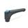 GN 600 Manettes indexables plates, plastique, douille en laiton, avec bouton de déverrouillage Couleur du bouton de déverrouillage: DBL - bleu, RAL 5024, brillant