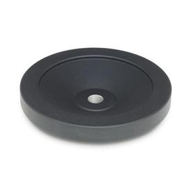 GN 323 Volantini a disco, colore nero, rivestimento con polveri Codice foro alesato: B - Senza sede per chiavetta<br />Tipo: A - Senza impugnatura