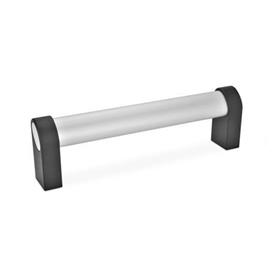 GN 335 Ovalrohrgriffe, mit geneigtem Griffprofil, Aluminium, Zink-Druckguss Form: A - Montage von der Rückseite (Gewinde-Sackloch)<br />Oberfläche: EL - eloxiert, naturfarben