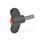 GN 633.1 Vis papillon, plastique, goujon fileté inox Couleur du capuchon: DRT - rouge, RAL 3000, finition mat
