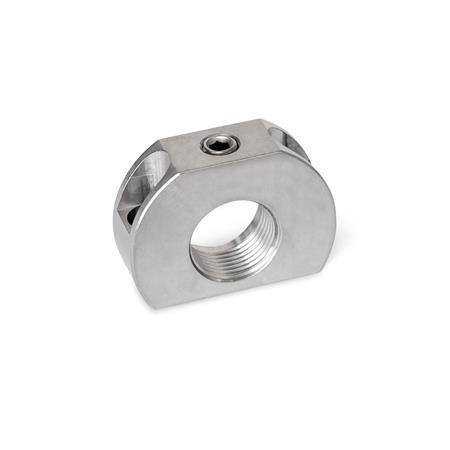 Flange di posizionamento in acciaio INOX GN 612.1: per pistoncini di posizionamento a molla / pistoncini di posizionamento a molla con leva