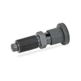 GN 817 Rastbolzen, Stahl / Kunststoff-Knopf Form: C - mit Rastsperre, ohne Kontermutter