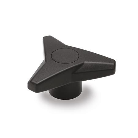 Boutons à trois lobes GN 533: Plastique, douille filetée laiton / inox