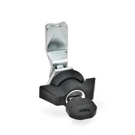 GN 115 Chiusure con manopola, con serratura, collare corpo di contenimento rivestito con polveri colore nero Tipo: SUK - Con chiavetta di serraggio (serratura diversa)