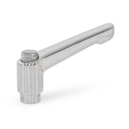 Manettes indexables GN 300.6: Inox, polie, avec filetage interne / trou de raccordement