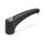 GN 602.1 Manettes indexables, zinc moulé sous pression, insert en Inox, avec filetage interne / trou alésé Couleur: SW - Noir, RAL 9005, finition texturée