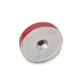 GN 58 Flachtopfmagnete mit Bohrung Oberfläche: RT - rot, lackiert